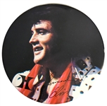 Elvis Presley Stage-Worn Blue Facsimile Signature Scarf Given to a Fan From the Stage in Asheville, North Carolina in July 1975