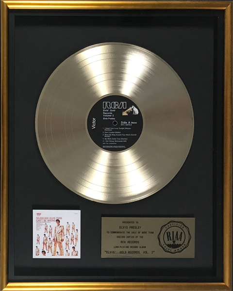 RIAA Gold Record Award for Elvis Presleys 1959 LP <em>50,000,000 Elvis Fans Cant Be Wrong: Elvis Gold Records, Volume 2</em> - Certified in 1966