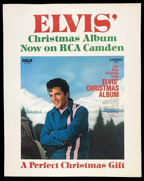 1970 RCA Record Store Counter Card for Elvis Presleys LP <em>Elvis Christmas Album</em> - Never Been Used!