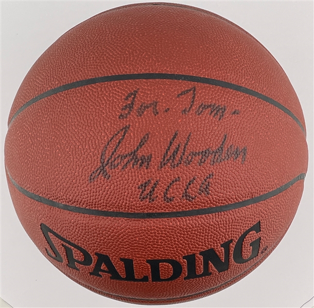 John Wooden Signed and Inscribed Basketball - Signed "John Wooden UCLA"