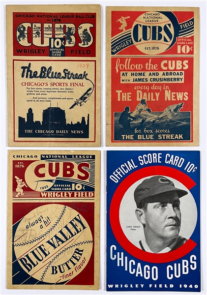 Group of 17 Chicago Cubs 1920s -1940s Scorecards, Program and Ticket Stub