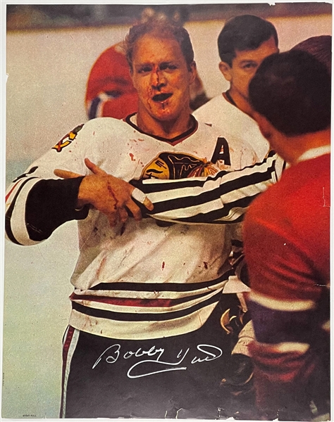 Bobby Hull Signed Poster – The Ultimate Oversized Example of the Famous Bloody Photo!