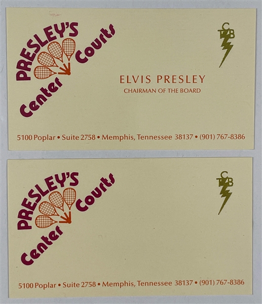 1976 Elvis Presley “Chairman of the Board” Business Card and Brochure for “Presley’s Center Courts”