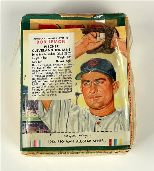 1954 Red Man Tobacco #21 Bob Lemon Unopened Package