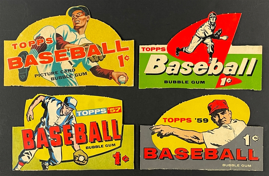 1956-1959 Topps Baseball 1-Cent Display Box Lid Die-Cuts (4)  - File Copies