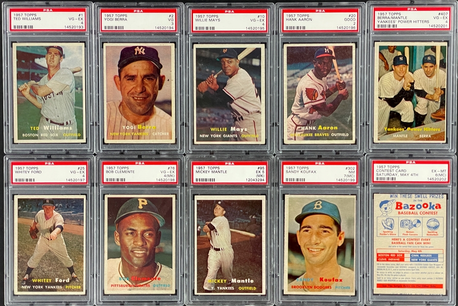 1957 Topps Baseball Near Set (395/407) With Contest Card