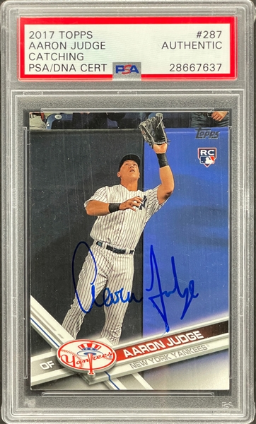 2017 Topps Now #287 Aaron Judge Signed Card - Encapsulated PSA/DNA