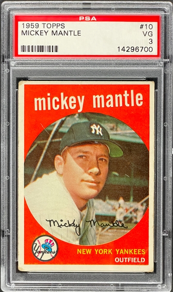 1959 Topps #10 Mickey Mantle - PSA VG 3