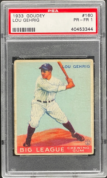 1933 Goudey #160 Lou Gehrig - PSA PR-FR 1