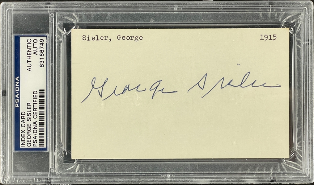 George Sisler Signed Index Card Encapsulated PSA/DNA