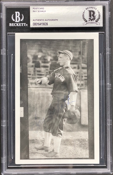 Ray Schalk Signed Real Photo Postcard (Beckett Encapsulated)