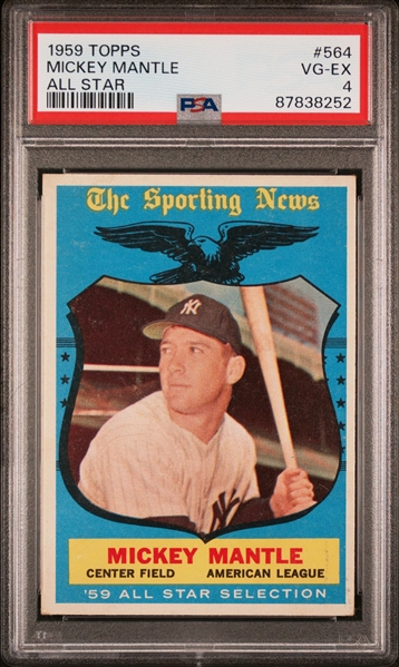1959 Topps #564 Mickey Mantle All Star - PSA VG-EX 4