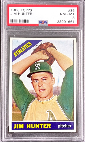 1966 Topps #36 Jim Hunter - PSA NM-MT 8