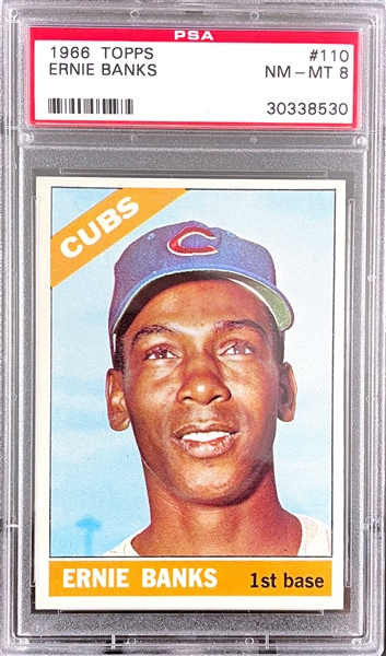 1966 Topps #110 Ernie Banks - PSA  NM-MT 8