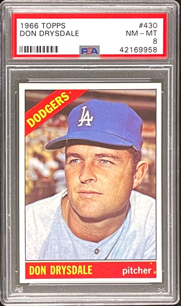 1966 Topps #430 Don Drysdale - PSA NM-MT 8