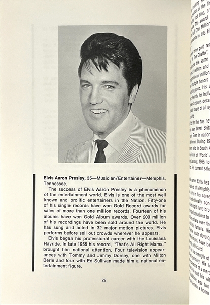 1970 Jaycees Ten Outstanding Young Men of America Program Featuring Elvis Presley