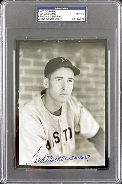 Ted Williams Signed George Burke 5 x 7 Photograph PSA/DNA MINT 9 Encapsulated
