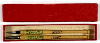 1945 Chicago Cubs vs Detroit Tigers World Series Fountain Pen and Pencil Set with Original Box