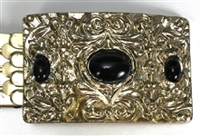 Elvis Presley Owned Gold-Colored Belt with Large Ornate Buckle Gifted to His Aunt Delta Biggs