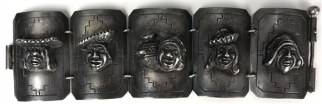 Elvis Presley Owned Sterling Silver Ornate Native American Figural Bracelet Gifted to J.D. Sumner - Former Mike Moon Collection