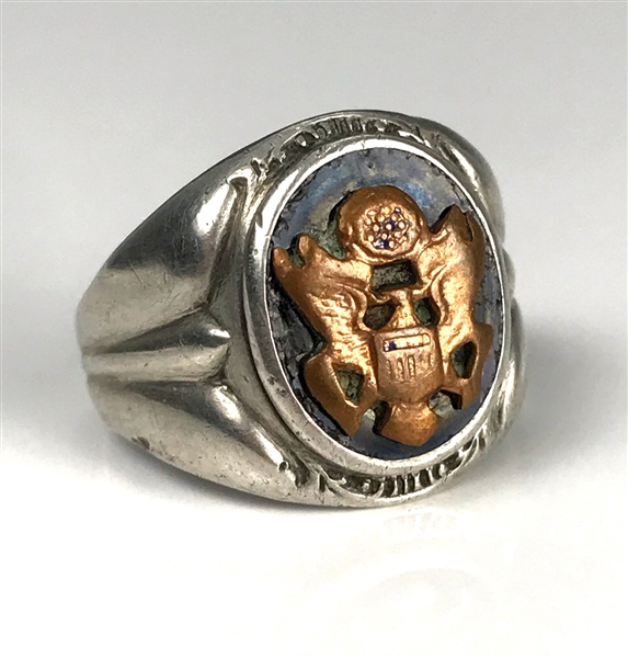 Elvis Presleys United States Army Insignia Sterling Silver Ring - Gifted to His Cousin Patsy Presley