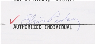 Shelby County Sheriff’s Department “Special Deputy” Files For Elvis Presley and Vernon Presley, with Four Elvis Signatures 