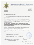 Shelby County Sheriff’s Department “Special Deputy” Files For Elvis Presley and Vernon Presley, with Four Elvis Signatures 