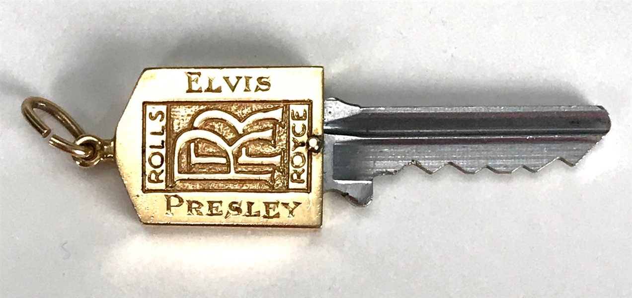 Elvis Presley Owned 14K Gold Rolls Royce Key with “ELVIS PRESLEY” Engraved on the Face – Former Jimmy Velvet Collection