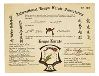 1974 Elvis Presley Signed Karate Certificate for Sonny Wests "3rd Degree Brown Belt"