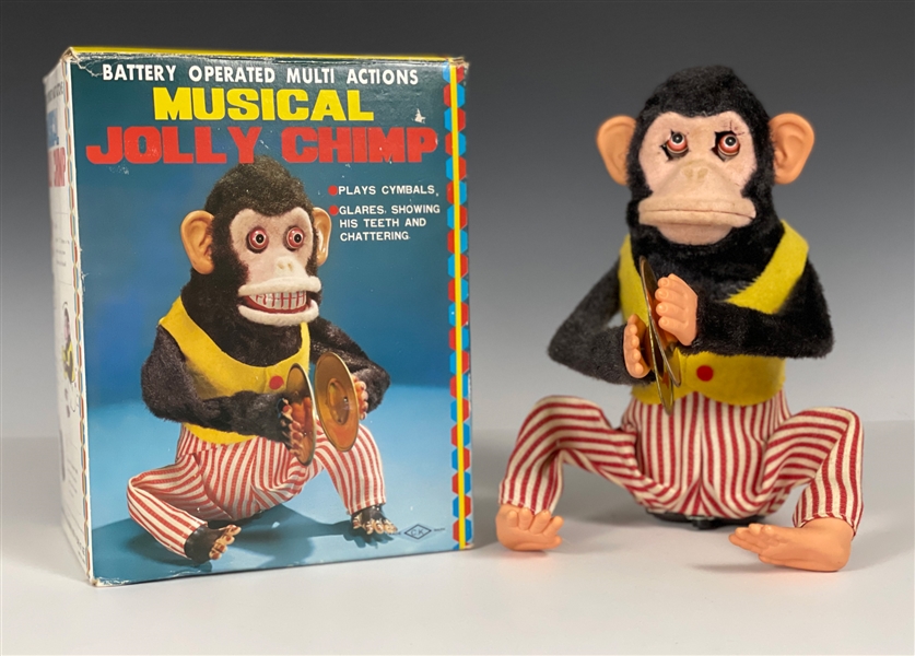 "Musical Jolly Chimp" NM-MT in Its Original Pictorial Box - "Made in Japan" Model No. 4910 by Daishin C.K. 