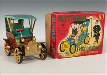 1950's to 1970's Collection of 12 “Old Timer” Friction Toys in Original Boxes - Line Mar, SSS, K and Modern Toys Brands