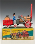 1950's to 1970's Collection of 12 “Old Timer” Friction Toys in Original Boxes - Line Mar, SSS, K and Modern Toys Brands