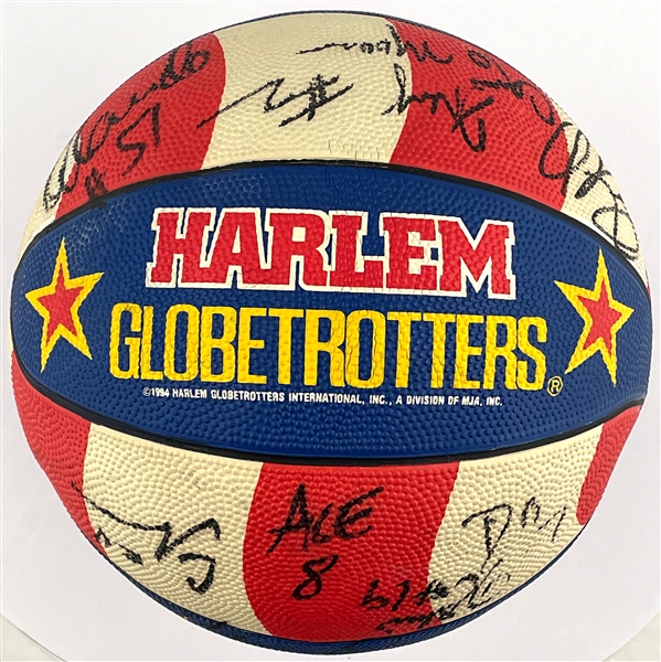 1990s Harlem Globetrotters Team Signed Basketball with Curley "Boo" Johnson and Paul "Showtime" Gaffney and Others