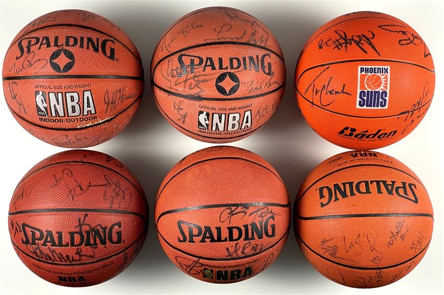 Group of Nine Phoenix Suns Team Signed Basketballs from the 1990s to 2000s