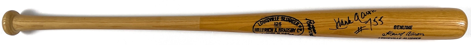 Hank Aaron Signed and Inscribed Baseball Bat - “Hank Aaron 755”