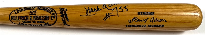 Hank Aaron Signed and Inscribed Baseball Bat - “Hank Aaron 755”