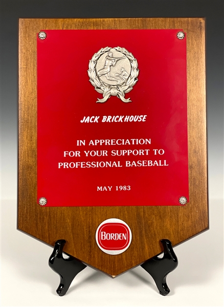 Jack Brickhouse May 1983 Borden Award “In Appreciation for your Support to Professional Baseball” - From the Brickhouse Estate