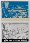 1962 Topps “Mars Attacks” #1 The Invasion Begins Production Color Proof with Black and Cyan Plates (2 Pieces)