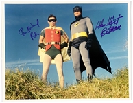 Batman and Robin - Adam West and Burt Ward Signed 11x14 Photo With Rare “Batman” and Robin Inscriptions