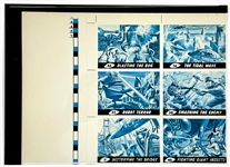 1962 Topps “Mars Attacks” Uncut Sheet of Production Color Proof of Six Cards - #s 7, 26, 32,43, 45 and 50 - with Black and Cyan Plates (2 Pieces)