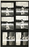 34 Images of Ted Williams Swinging on Four 1950's Medium Format Film Proof Sheets from Noted Baseball Photographer George Woodruff