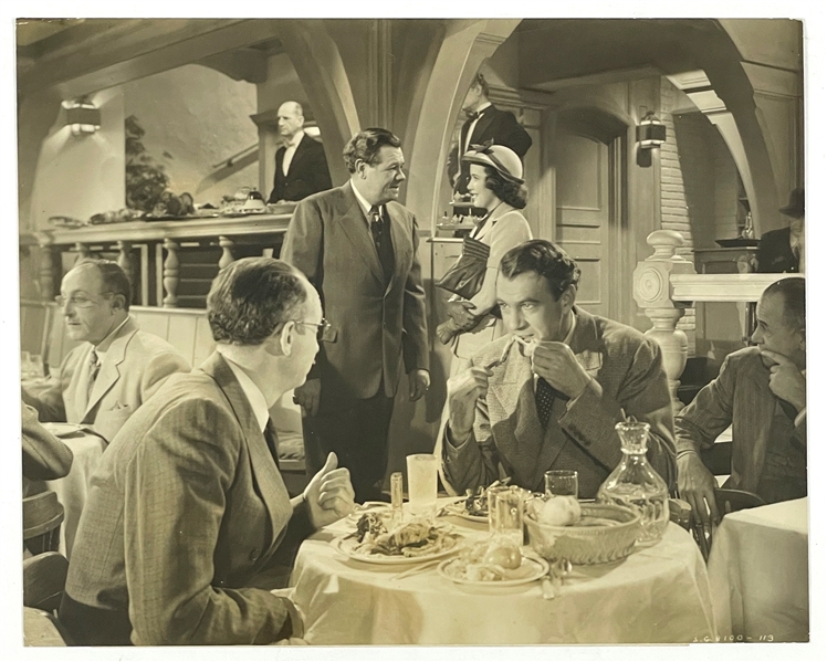 Immaculate Studio-Issued News Service Photo of Babe Ruth and Gary Cooper in <em>The Pride of the Yankees</em>