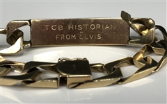 1972 Elvis Presley Gifted 14k Gold Jackie Kahane Bracelet with TCB Historian from Elvis Engraved on the Reverse