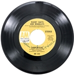 1971 “Rainy Days and Mondays” 45 RPM Single Signed on the Label by Karen and Richard Carpenter