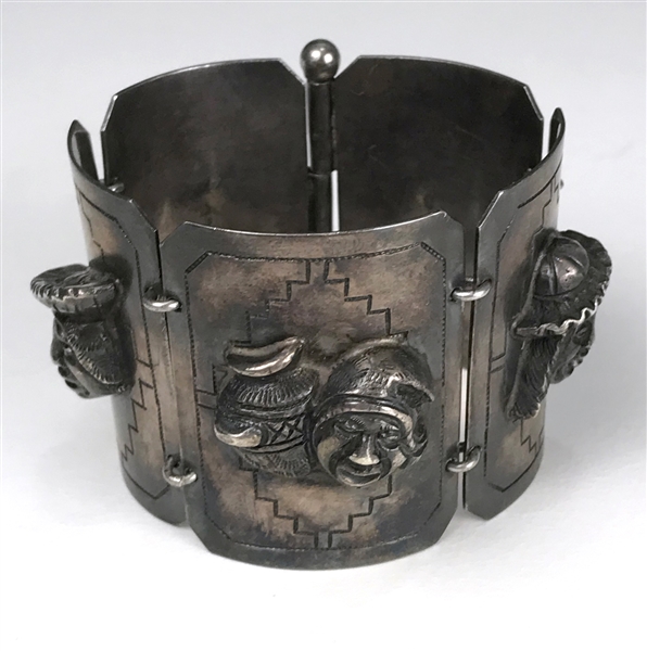 Elvis Presley Owned Sterling Silver Ornate Native American Figural Bracelet Gifted to J.D. Sumner - Former Mike Moon Collection