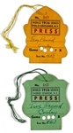 1936 World Series Press Pass Badges (Yankee Stadium and Polo Grounds), BWA Letter, Envelopes, Press Scorecards and Typed Stories for New York Yankees vs. Giants – Games 1-6