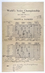 1936 World Series Press Pass Badges (Yankee Stadium and Polo Grounds), BWA Letter, Envelopes, Press Scorecards and Typed Stories for New York Yankees vs. Giants – Games 1-6