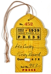 1939 World Series Press Pass, BWA Letter and Envelopes for New York Yankees vs. Cincinnati Reds – Games 1 and 2