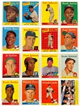 1958 Topps Baseball Complete Set (494) with Four PSA Graded Incl. Mantle, Maris, T. Williams All-Star and  Mantle/Aaron