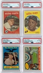 1959 Topps Baseball Complete Set (572) with Eight PSA Graded Incl. Mantle, Mantle AS, Mays and Others 
